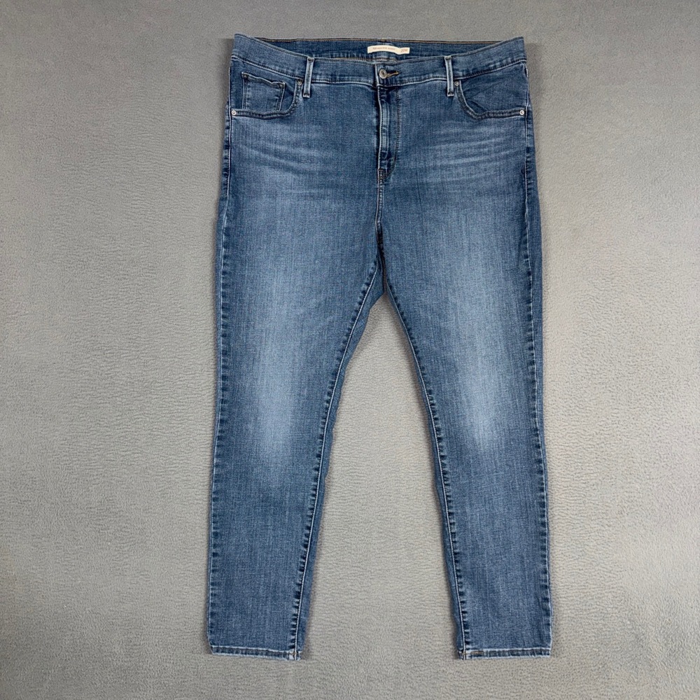 Levis Jeans Womens 20W Blue 721 High Rise Skinny Stretch Distressed Denim